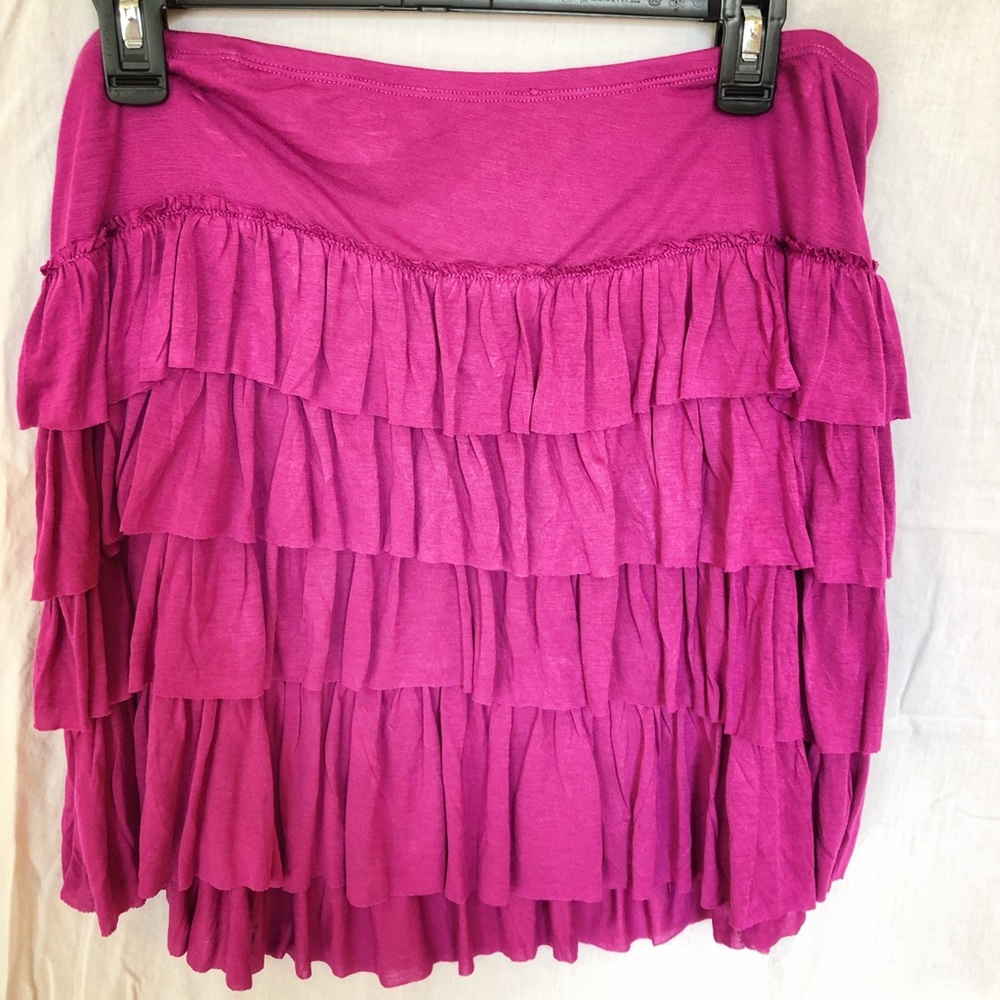 Fuchsia Pink Soft Layered Ruffled Mini Skirt